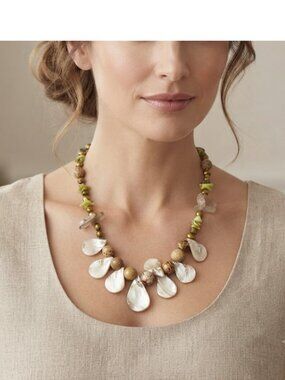 Natural Gems Necklace MOP Jasper Pearl Quartz Chip